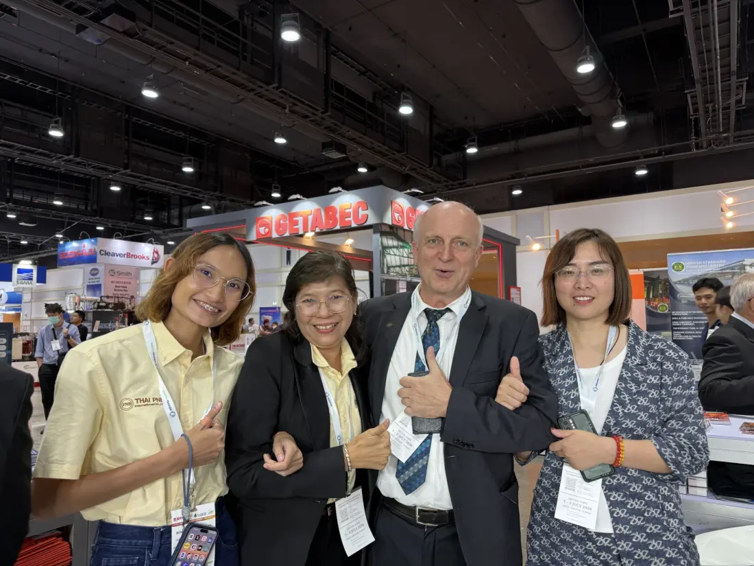 Sales representatives and customers after a trade show discussion